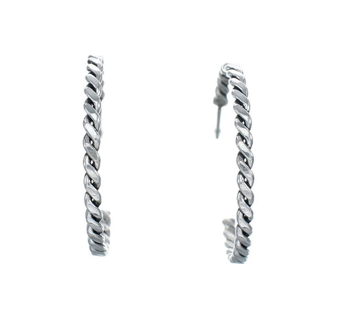 Native American Twisted Sterling Silver Post Hoop Earrings JX128920